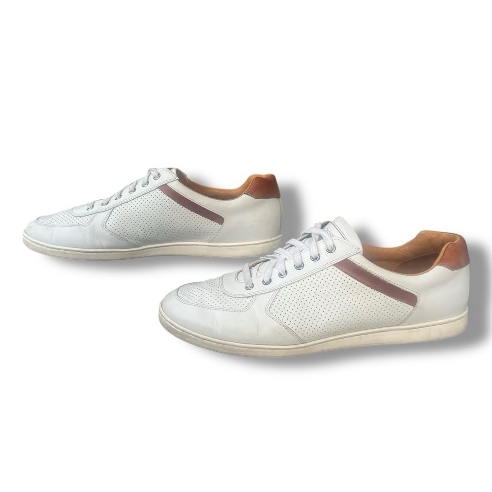 Magnanni Mens White Leather Perforated Low‎ Top Sneakers Size 11.5 M Portugal
